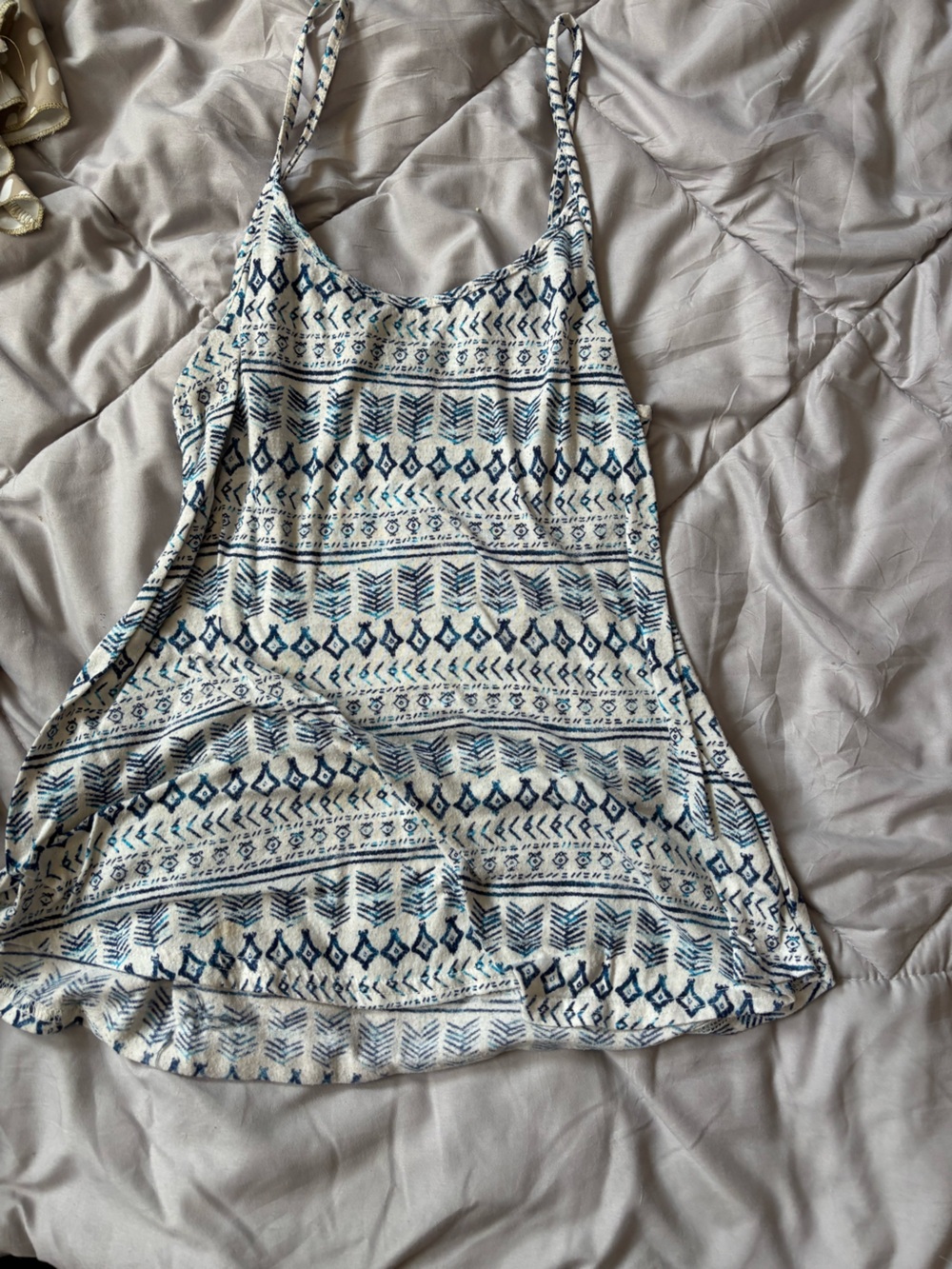 Maurices Cream and Blue Printed Spaghetti-Strap Cami